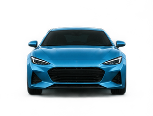 Blue car shown from the front, sides and rear in a full rotation