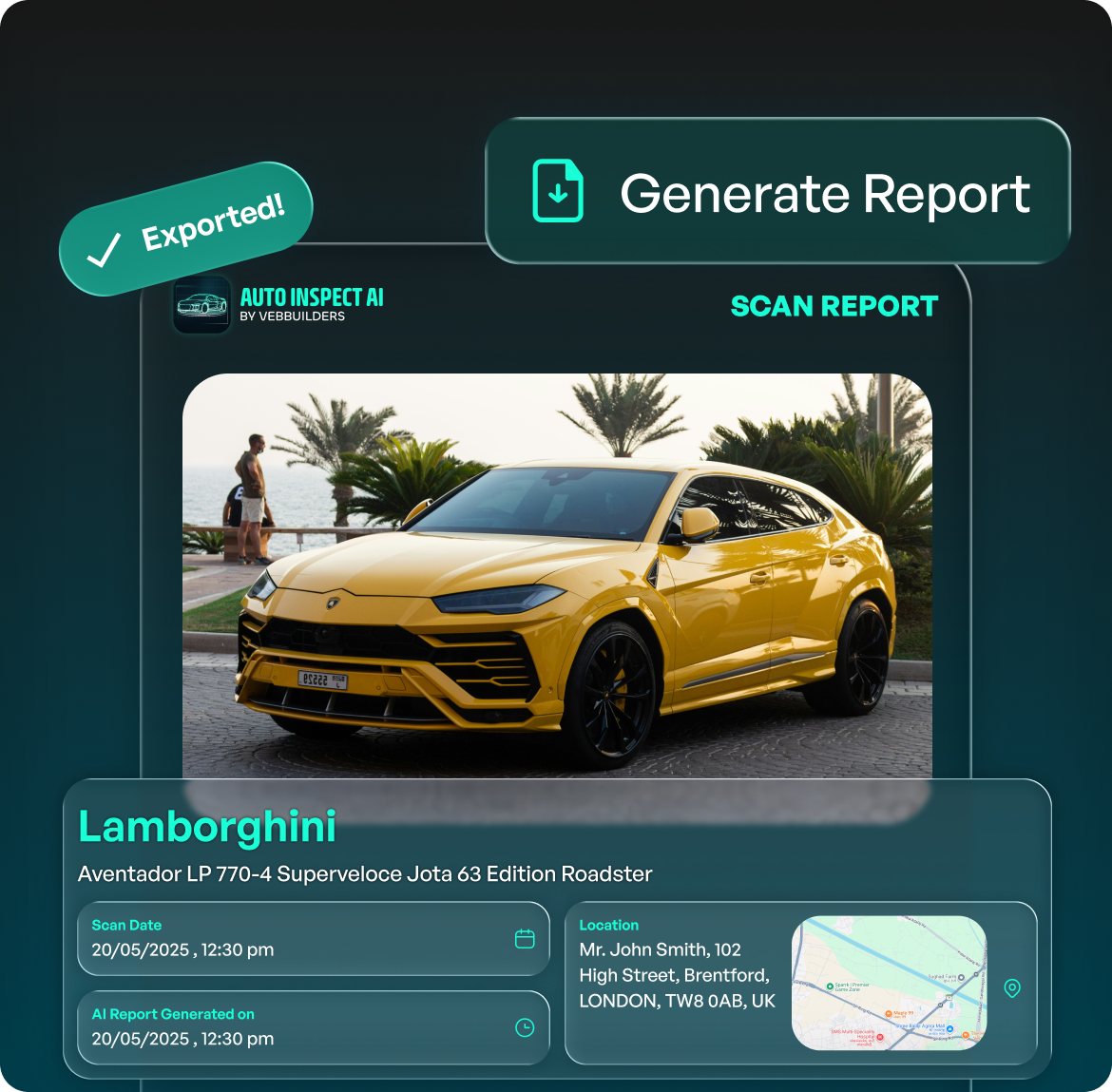 Exported vehicle inspection report