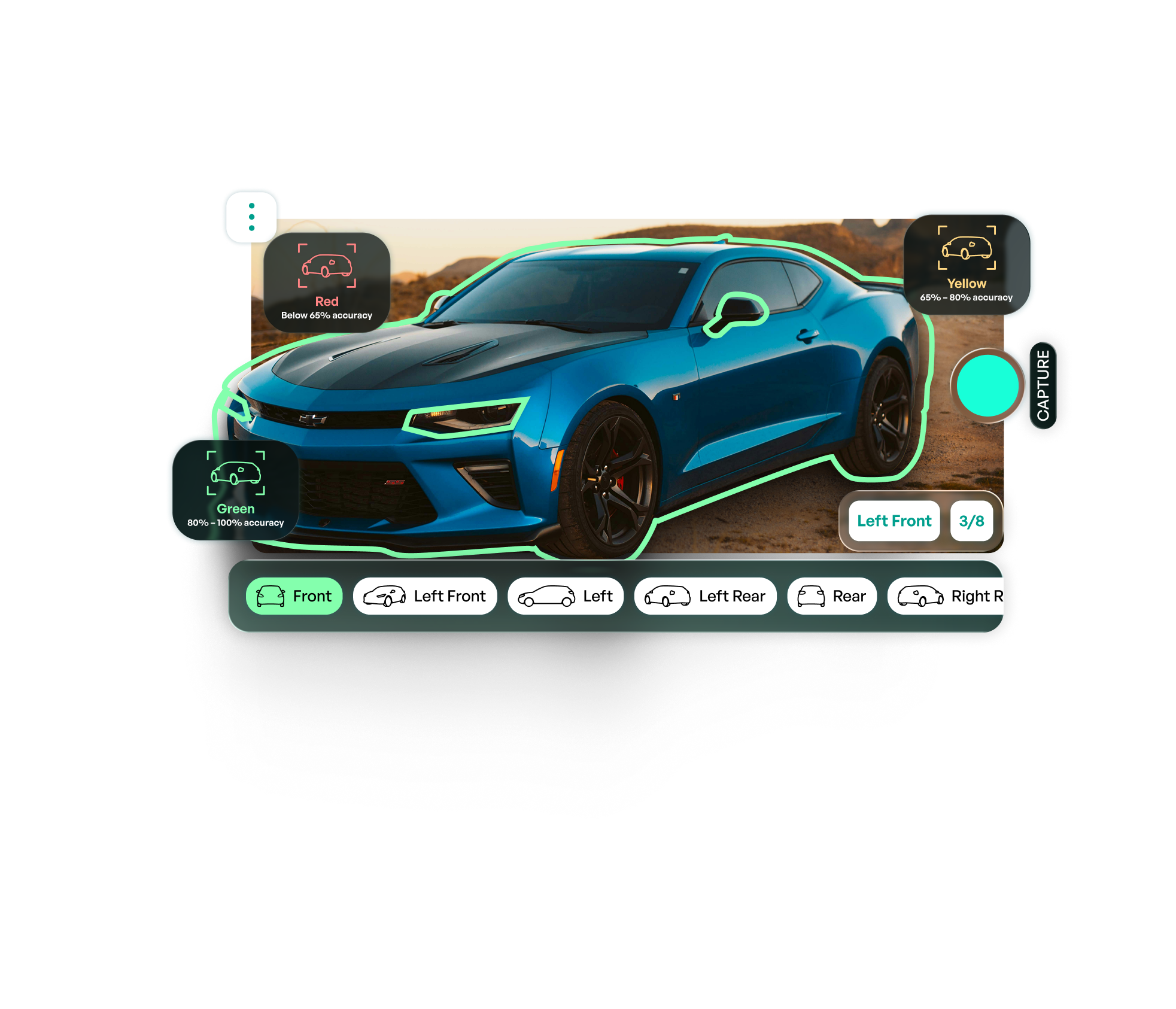Guided camera capture with vehicle outlines and scan-quality indicators